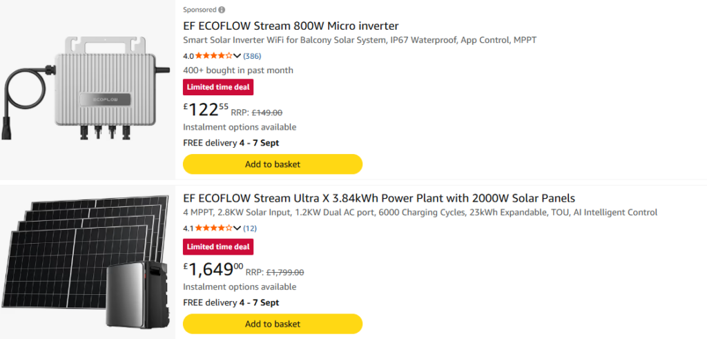 Amazon Plug-in solar panels